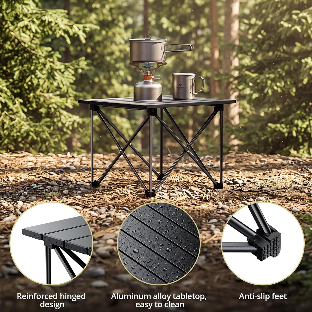 Anbte Small Folding Camping Table, Ultralight Aluminum, 44 Lb Capacity