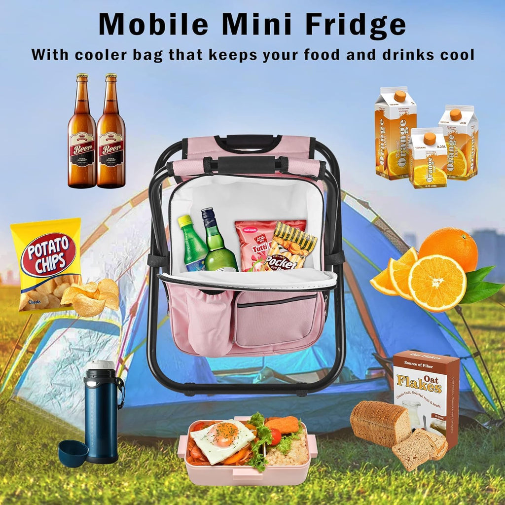 Kikerike Backpack Stool Cooler Chair Heavy Duty 300 LBS Max Load Portable Lightweight Stool Backpack Folding Fishing Cooler Seat for Camping Hunting Fishing