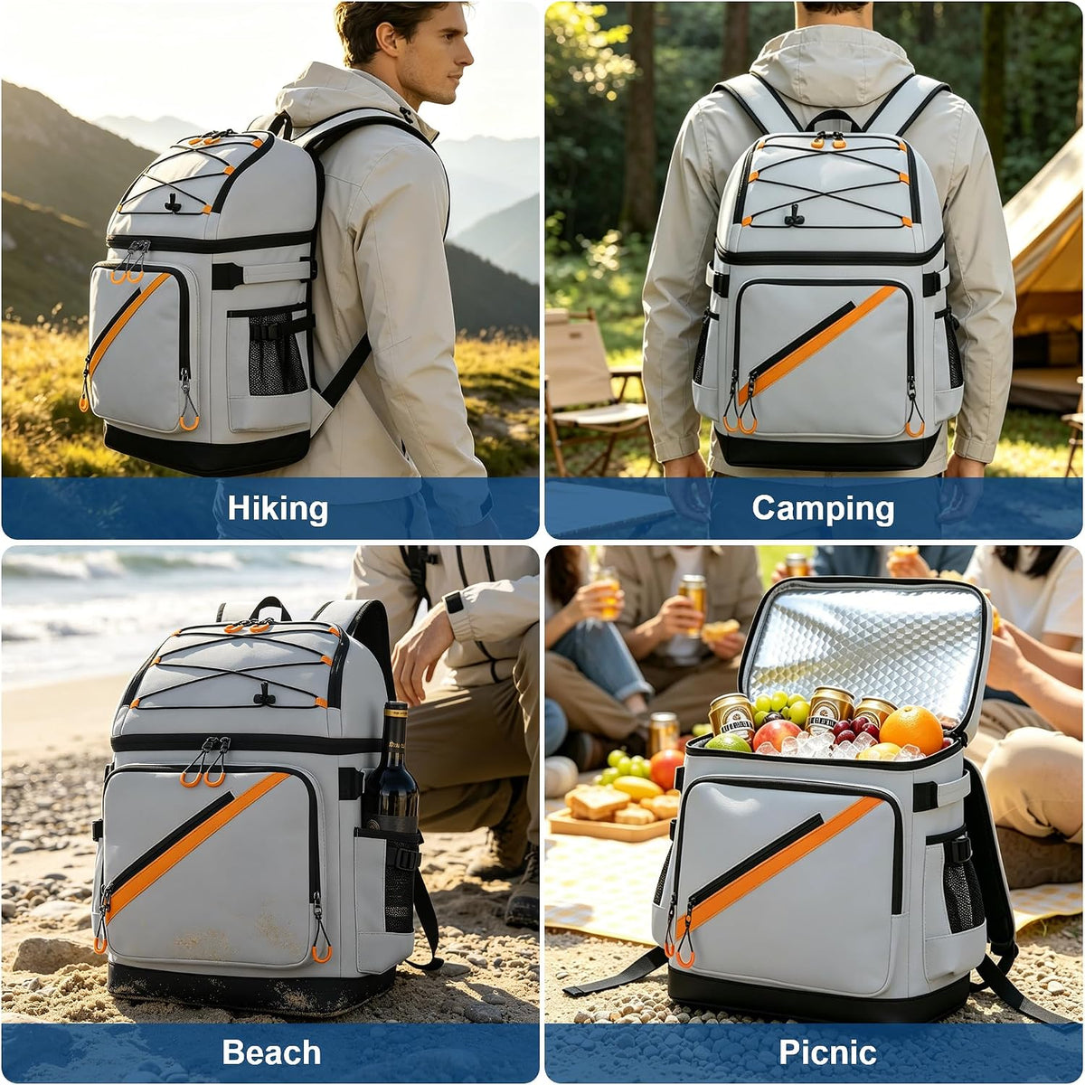 50 Can Large Waterproof Insulated Cooler Backpack, Leakproof Lunch Ice Bag