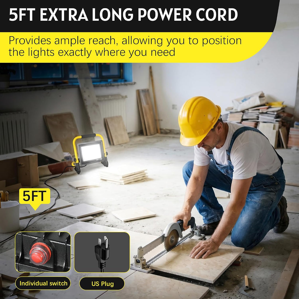 10000LM Portable LED Work Light, IP66 Waterproof for Garage