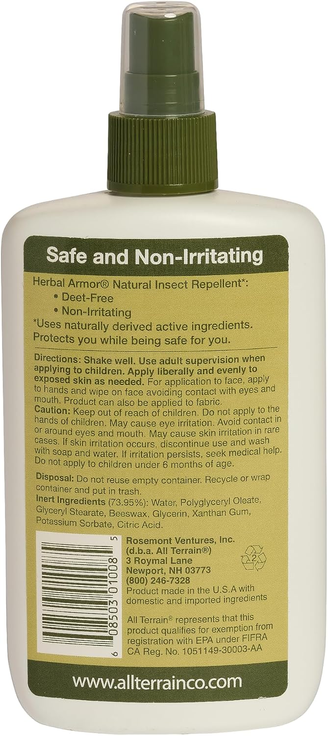 Herbal Armor DEET-Free Pump Spray 8oz. Insect Repellent - Value Size, Plant-Based and All-Natural Bug Repellent for Outdoor Protection, Safe for Family and Pets