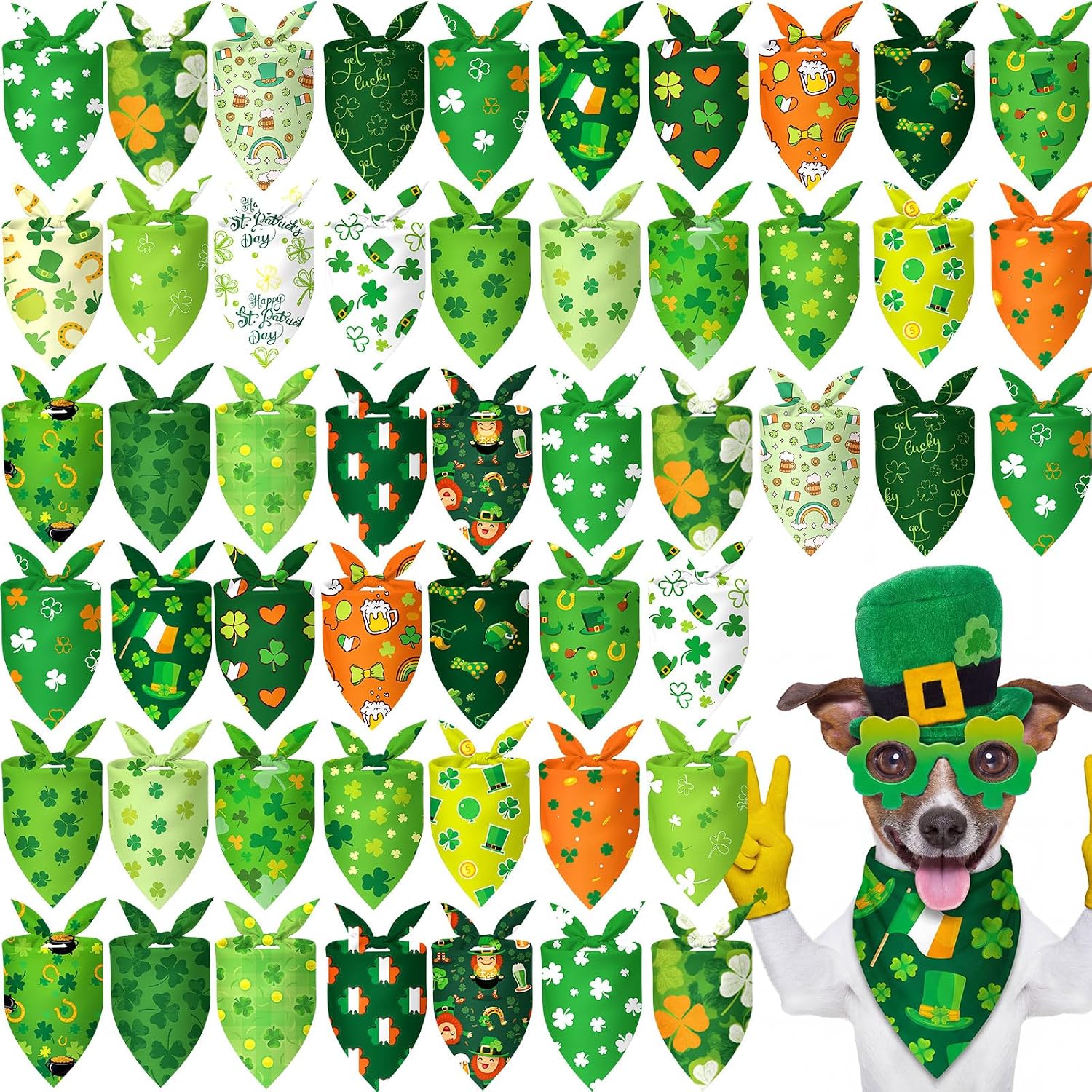 Abbylike 50 Pcs Paw Print Dog Bandanas Bulk, National Dog Day Paw & Bone