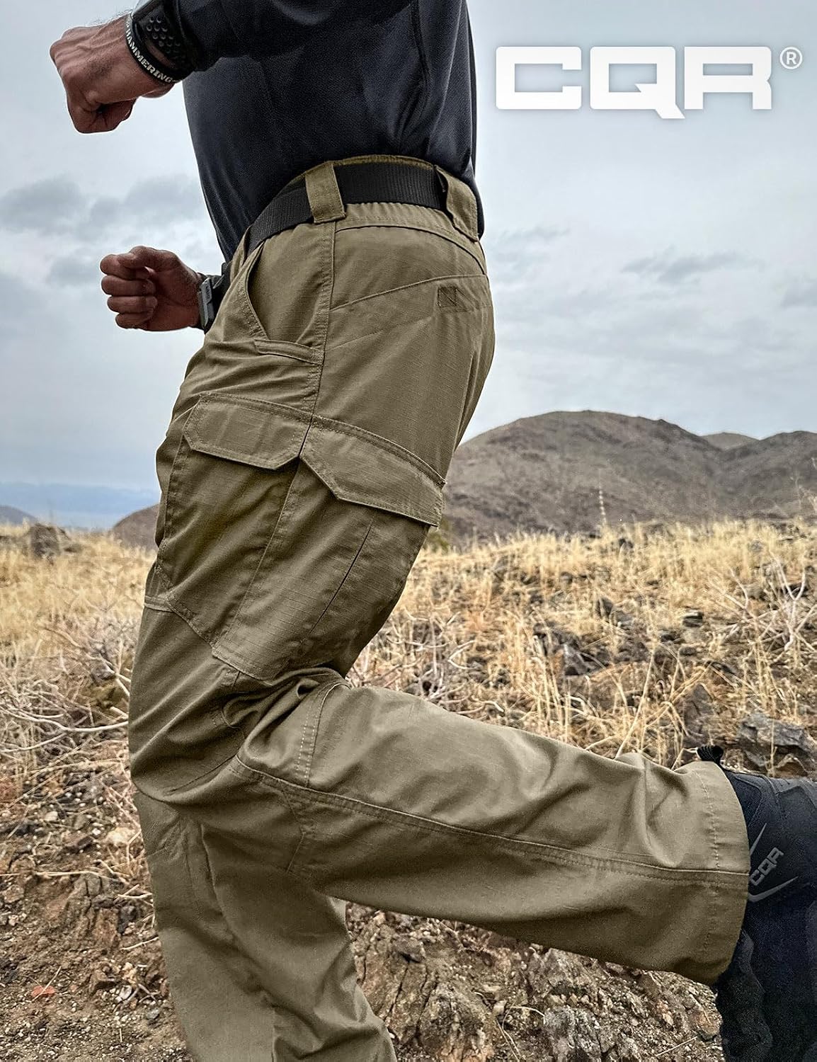 CQR Men's Tactical Pants, Water Resistant Ripstop Cargo Pants, Lightweight EDC Work Hiking Pants, Outdoor Apparel