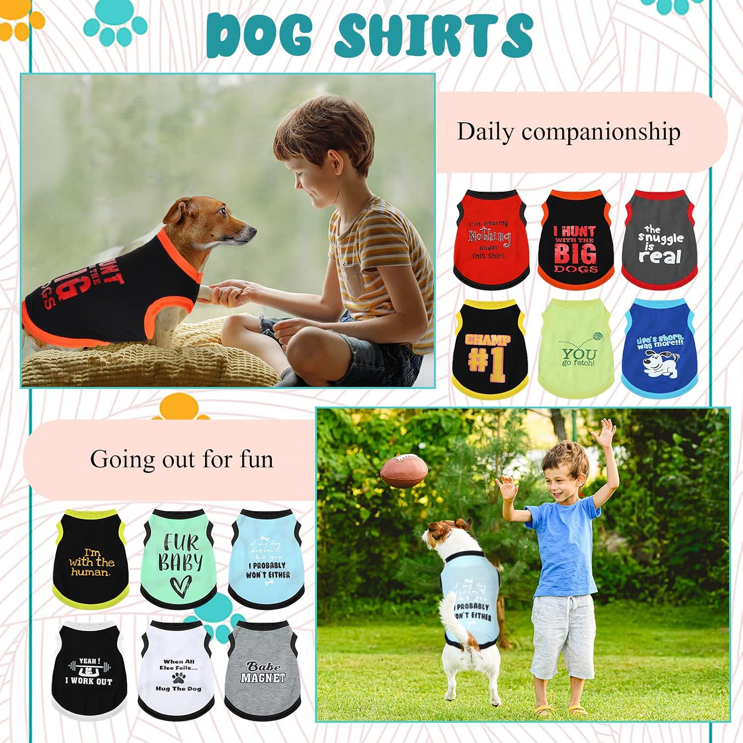 Bbto 12 Pcs Dog Shirts, Summer Printed Puppy Clothes,Medium
