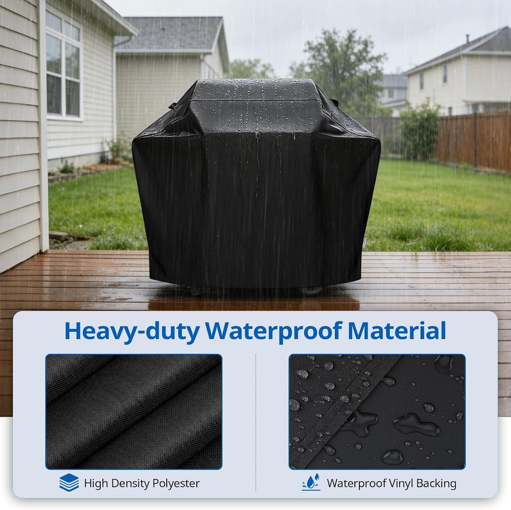 SunPatio 55 Inch Grill Cover for Outdoor Grill Heavy Duty Waterproof, Black