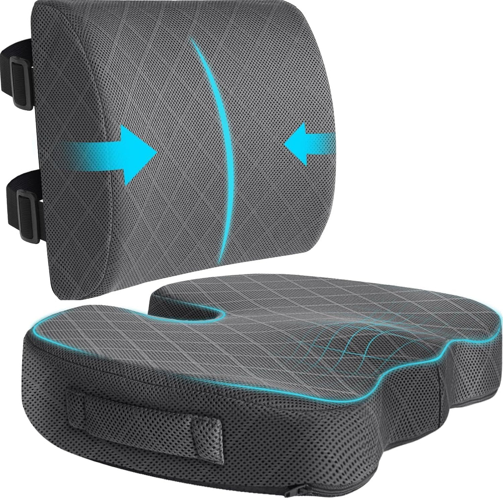 Back&Seat Cushion,Chair Cushions,Lumbar Back Support Pillow,Black/X-Large
