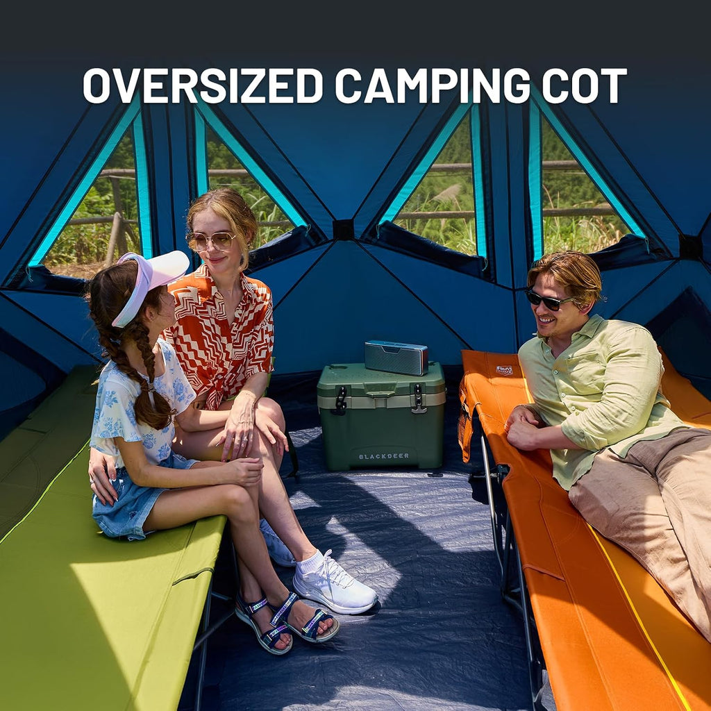 Timber Ridge Extra Wide Heavy Duty Camping Cot for Adult, Easy Set Up Oversized Sleeping Cot with Carry Bag for Camping, Travel and Outdoors, Support up to 450lbs, Orange, 2 Pack