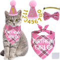 STMK Cat Birthday Party Supplies, Cat Birthday Hat with Number Cat Birthday Bandana Girl Bow Tie Collar for Cats Kittens Birthday Decorations