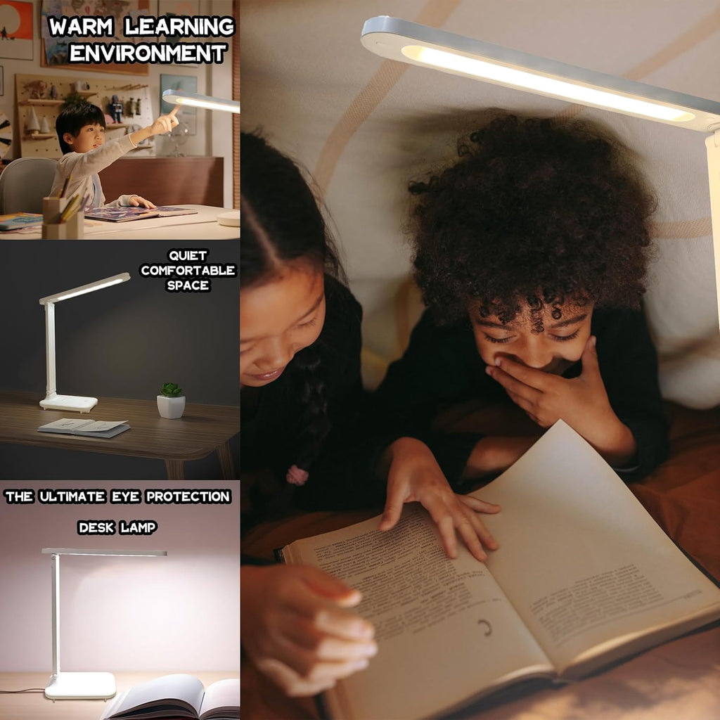 R RUCKERCO Led Desk Lamp Dimmable Desk Light Reading Lamp 3 Lighting Modes, Eye Protection Accessories, Study Desk Lamp Equipped USB Charger Suitable for Home Office is for Gift Giving