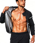 NINGMI Sauna Suit for Men Sweat - Long Sleeve Shirt Jacket Workout Body Shaper Zipper Top Slimming Fitness Trainer Gym
