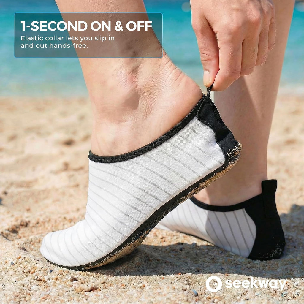 SEEKWAY Water Shoes Women Men Adult Quick-Dry Aqua Socks Barefoot Non Slip for Beach Swim River Pool Lake surf Black SK002(U)