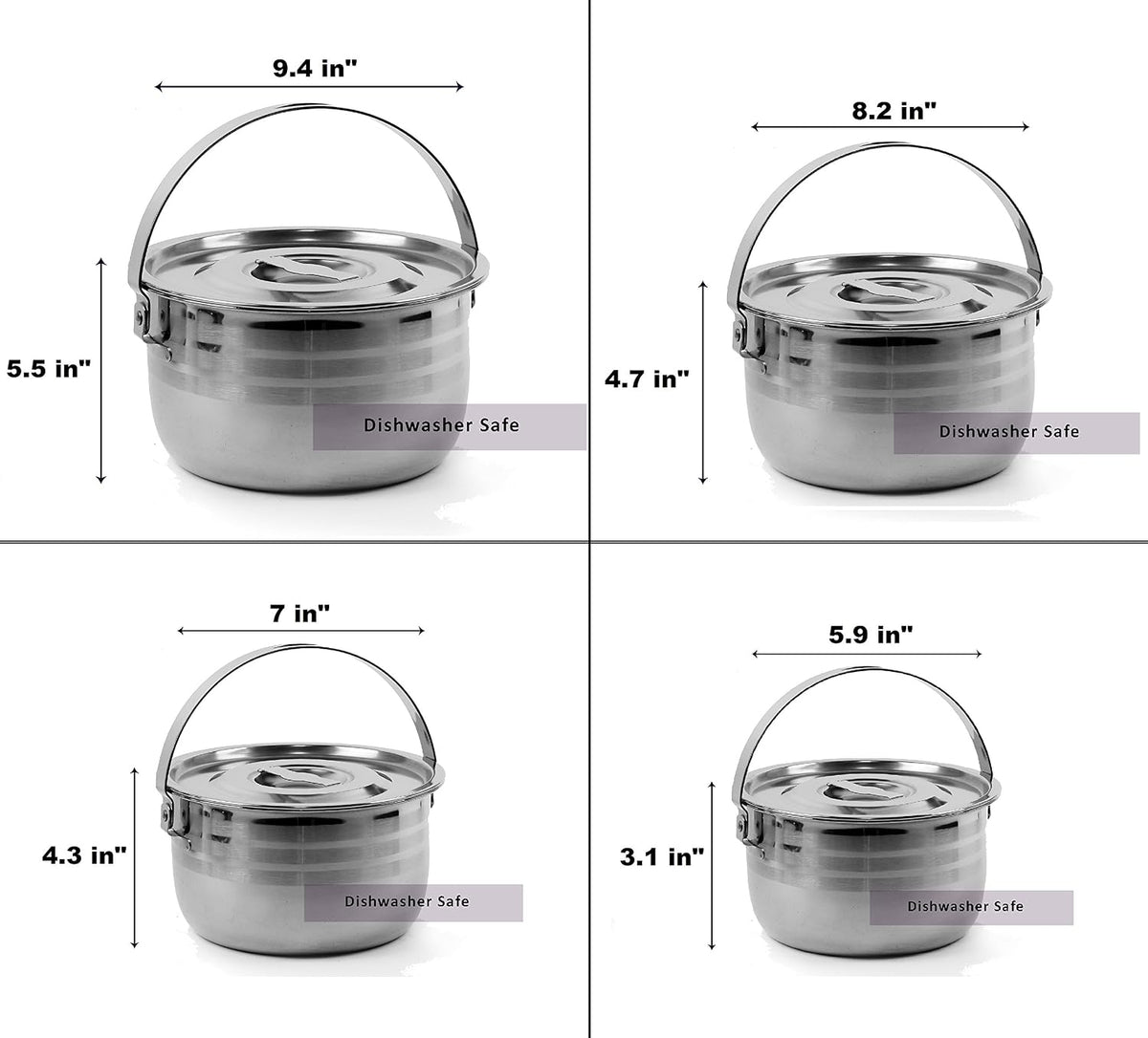 Wealers Camping Cookware Set - Compact Stainless Steel Campfire Cooking Pots and Pans | Combo Kit with Travel Tote Bag | Rugged Outdoor Cook Set for Hiking | Barbecues | Beach