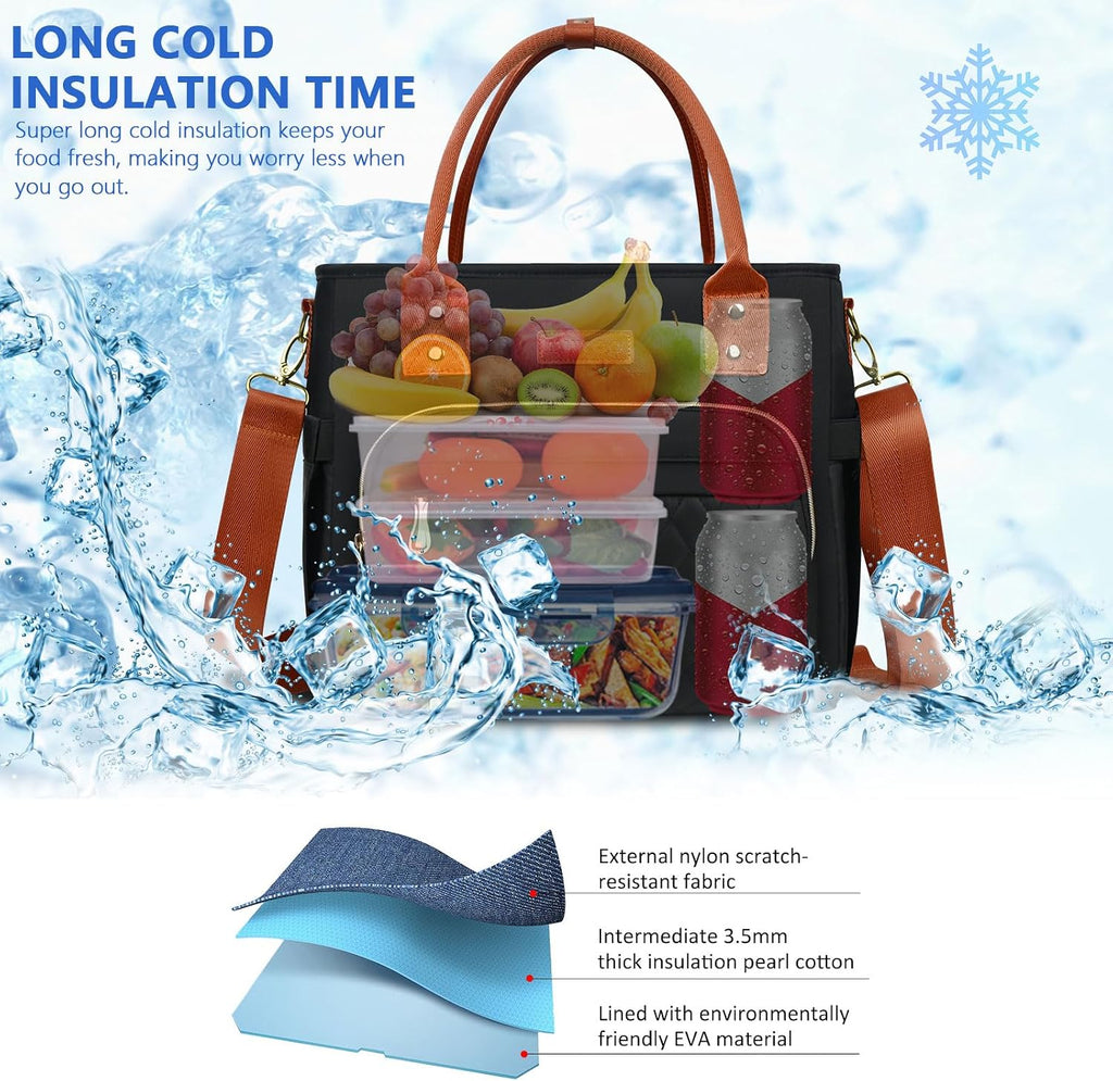 MIYCOO Insulated Lunch Bag Women, Large Tote Lunch Box for Work, 18L