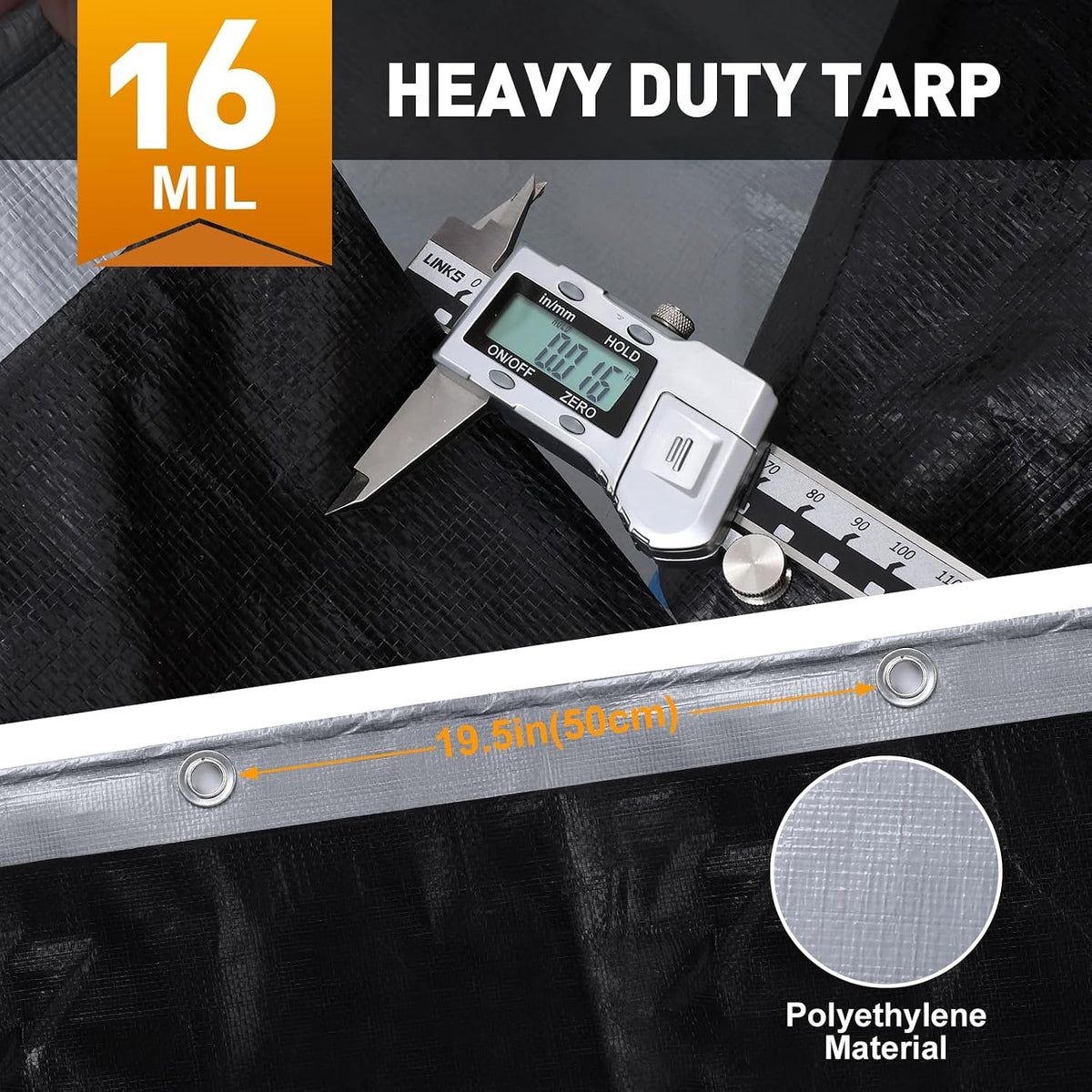 AROIC 10x20FT Heavy Duty Tarps, Waterproof 16 Mil Thick Camping Tarp