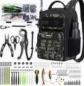 Fishing Sling Bag with 3500 Tackle Box & Fishing Gear, Black Camo.