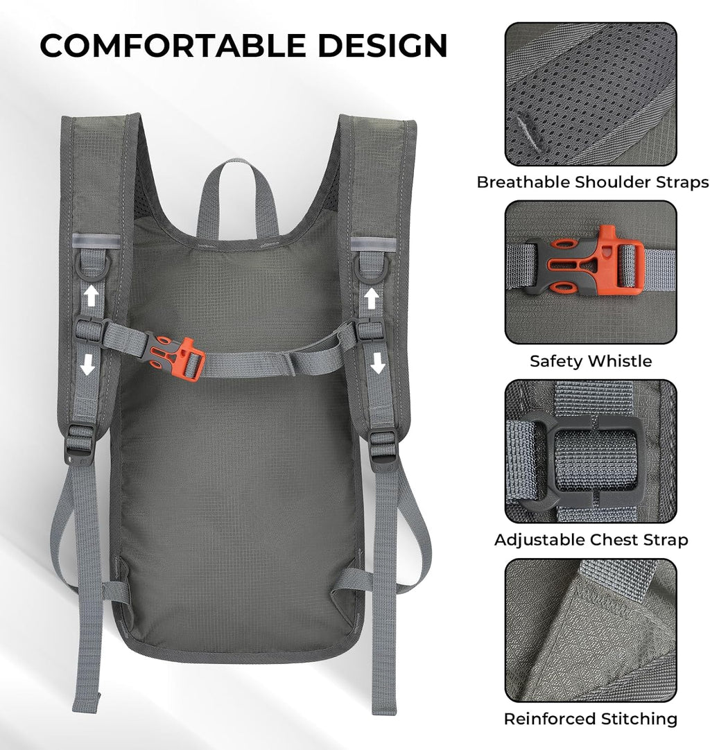 Small Hiking Backpack 13L Lightweight Foldable Travel Daypack for Men Women