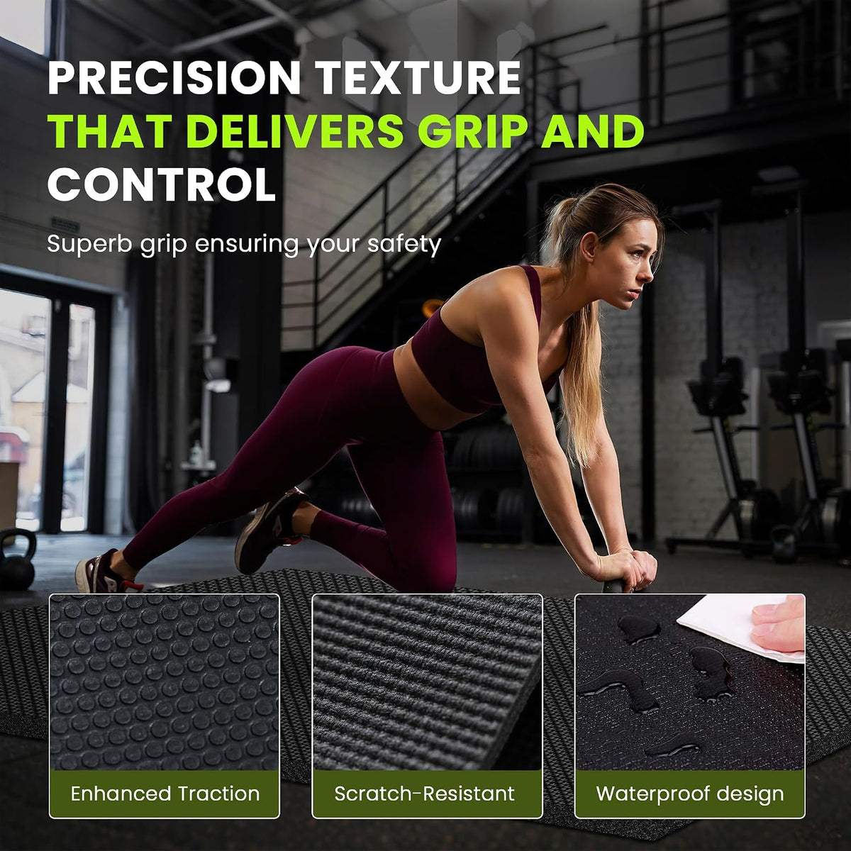 Stepwaver Large Exercise Mat, 6'x4'/7'x5'/8'x5'/9'x5'/10'x5'/12'x5'x8mm
