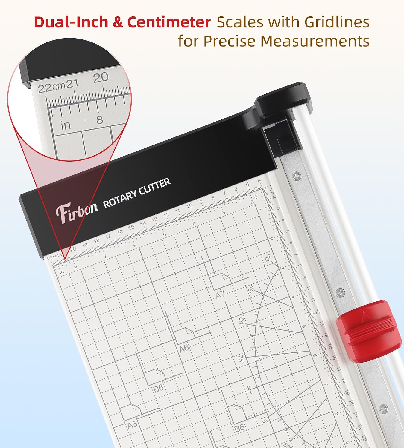 Firbon 12 Inch Rotary Paper Trimmer with Replaceable Blade