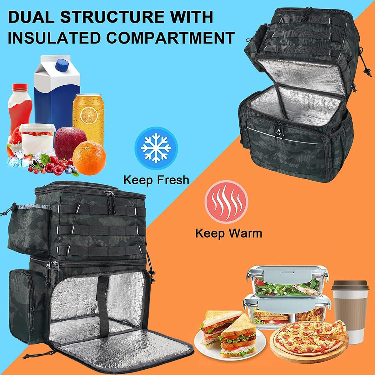 MATEIN Fishing Backpack, Tackle Storage Bag with Rod Holders & Cooler