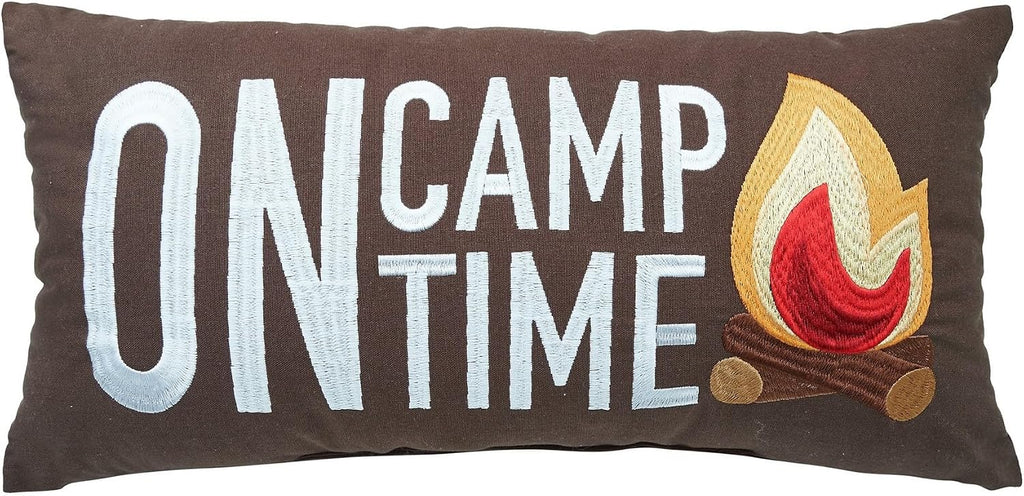 C&F Home Campfire On Camp Time Embroidered Long Accent Pillow 10" x 20"