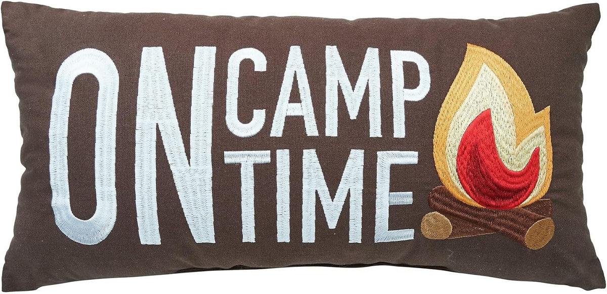 C&F Home Campfire On Camp Time Embroidered Long Accent Pillow 10" x 20"