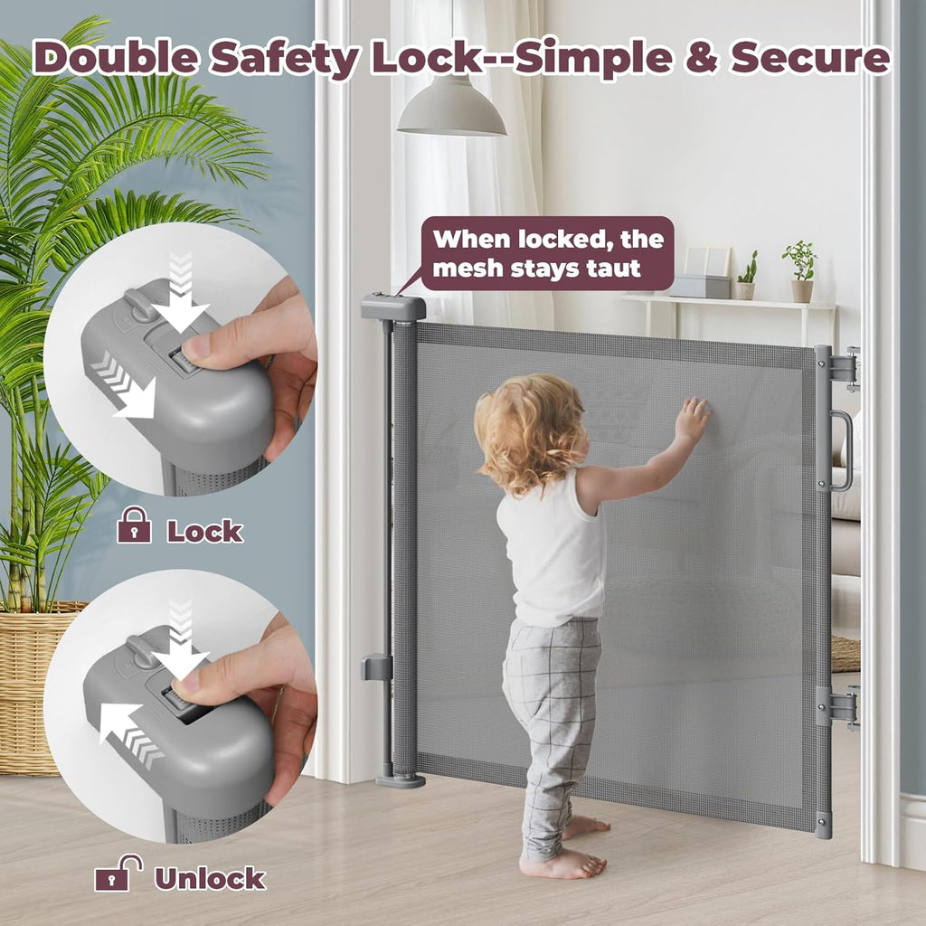 Retractable Baby Gate for Stairs & Doorways, Dog Gate Indoor Outdoor