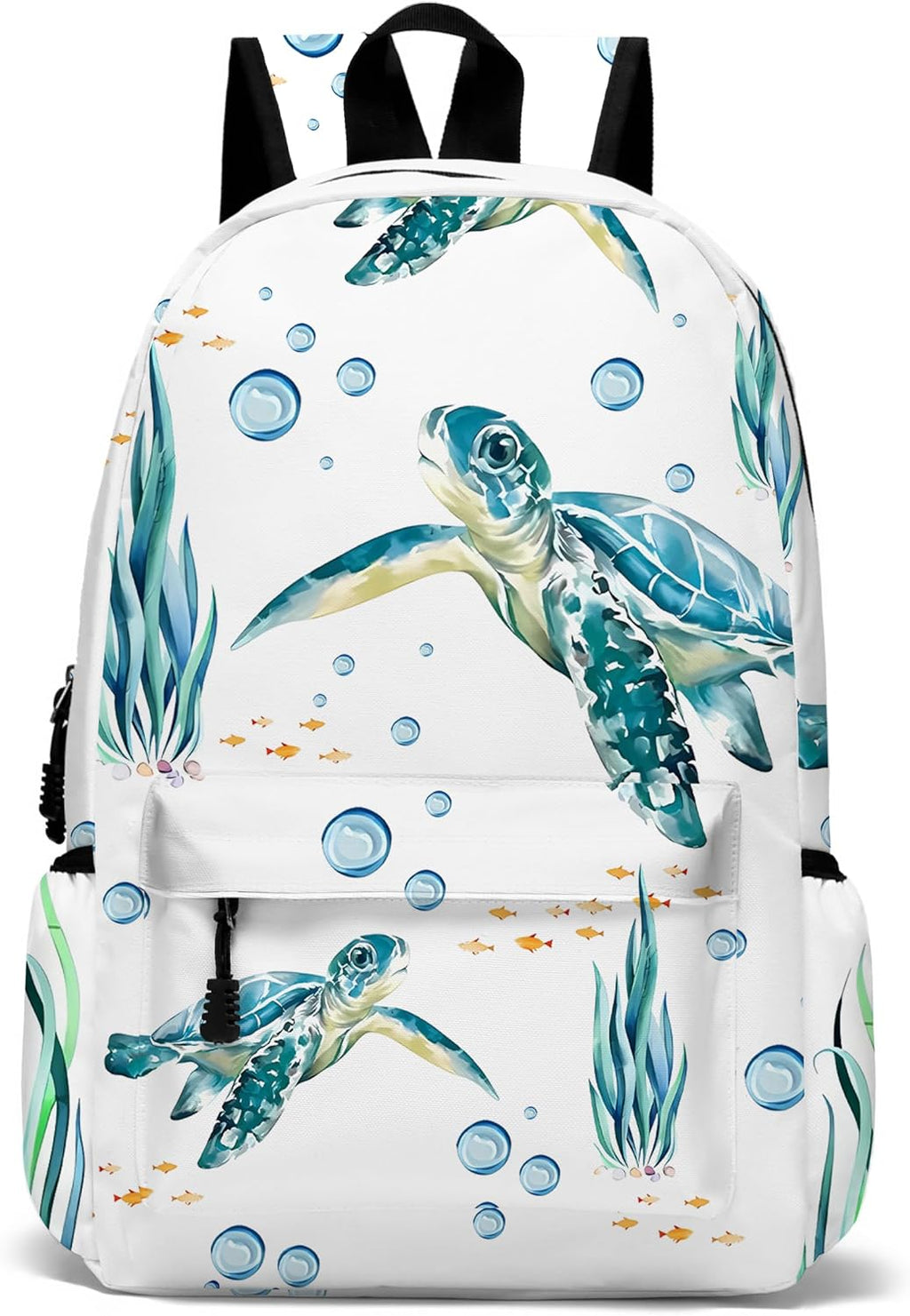 Funny Sea Turtle School Backpack for Girls Boys Bookbag, 17 Inch Sea Turtle Laptop Backpack, Turtles Animals Theme Back Pack for School Travel Hiking Camping