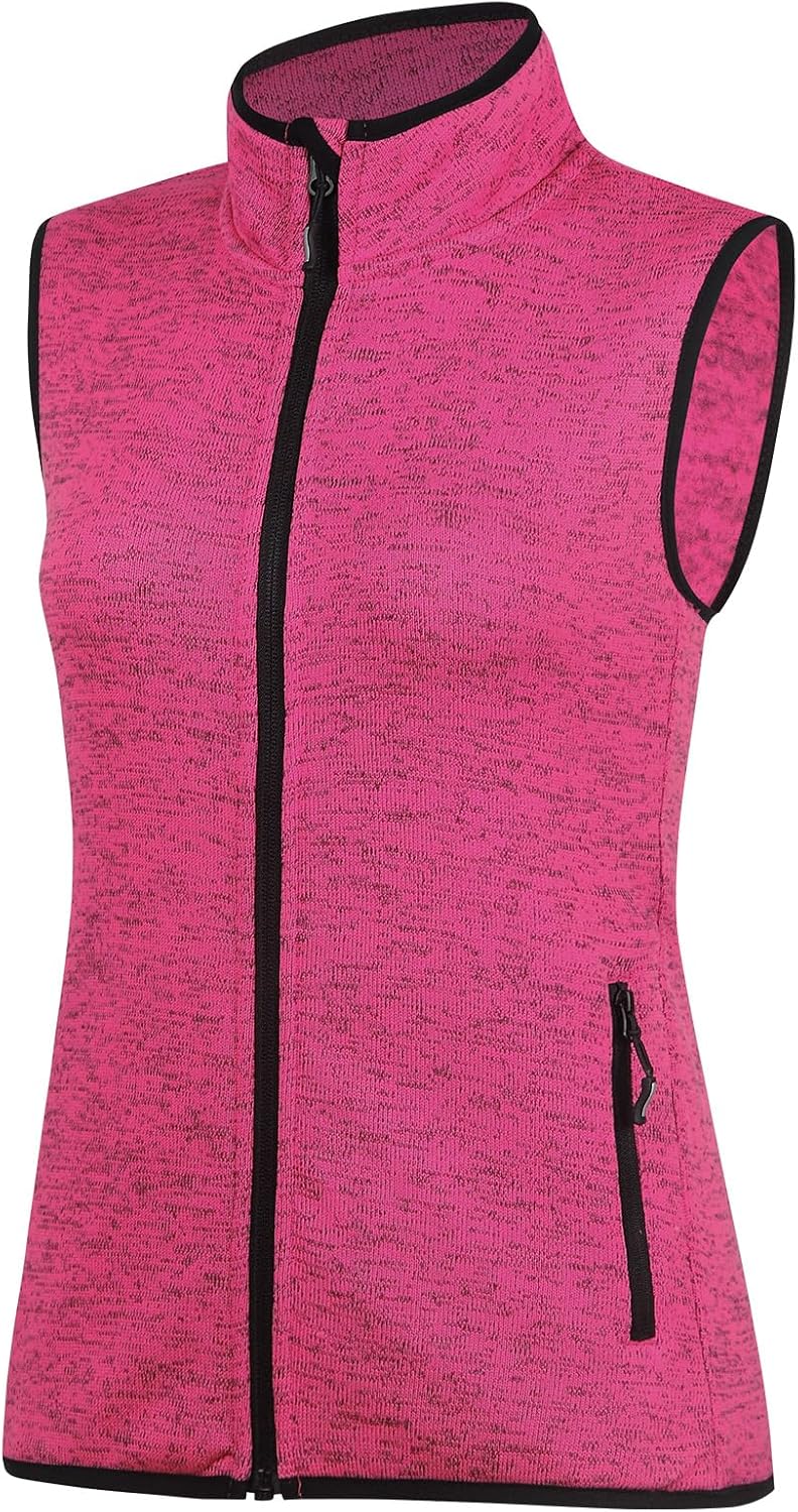 Zip Up Womens Vest with Zipper Pockets Sweater Fleece Vest