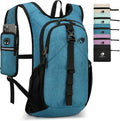 Folding Hiking Backpack with Phone Pocket for Men Women, Small Ultralight Packable Casual Daypack with Shoulder Chest Straps for Travel, 15L Foldable Lightweight Day Pack, Blue