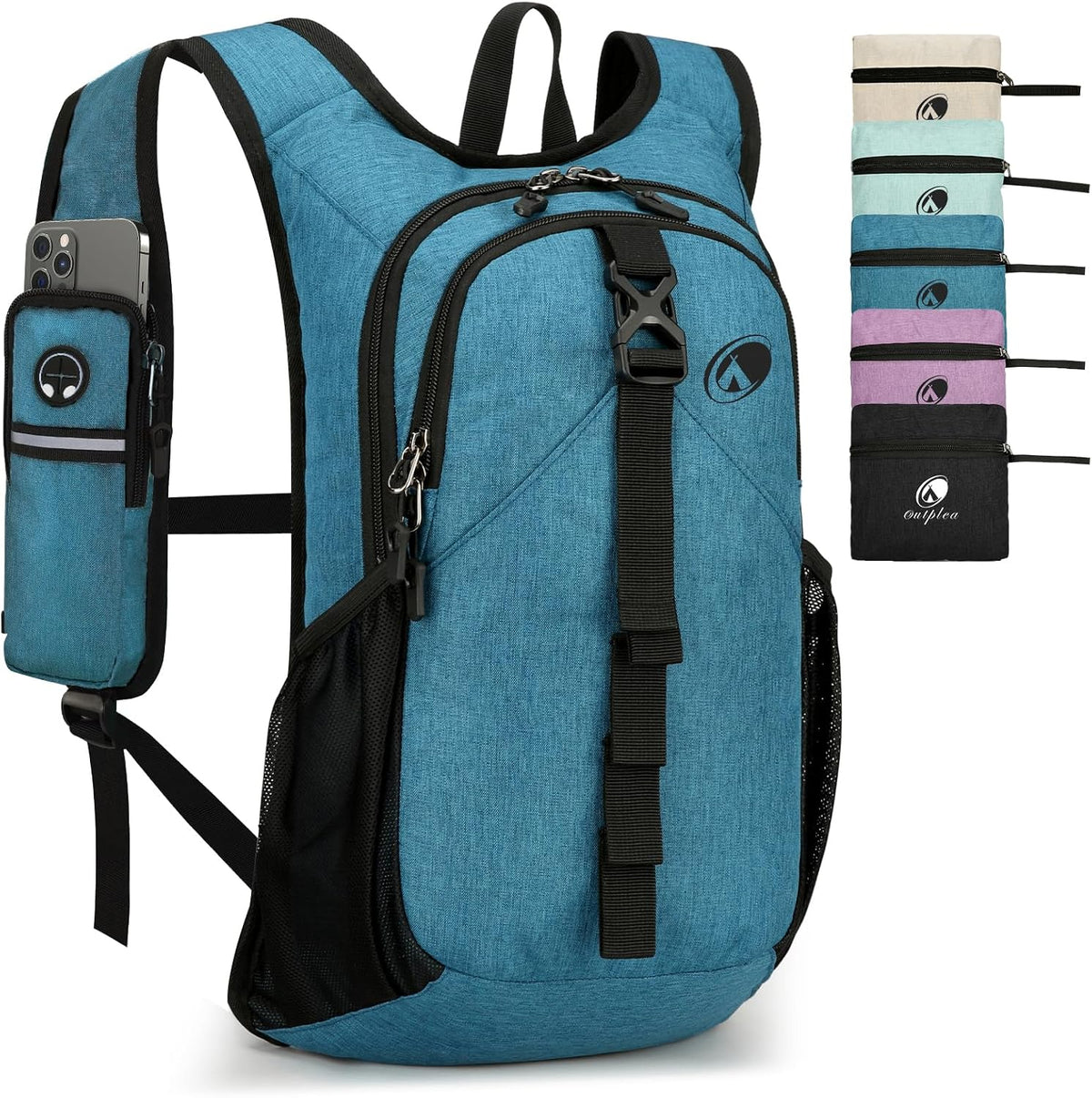 Folding Hiking Backpack with Phone Pocket for Men Women, Small Ultralight Packable Casual Daypack with Shoulder Chest Straps for Travel, 15L Foldable Lightweight Day Pack, Beige