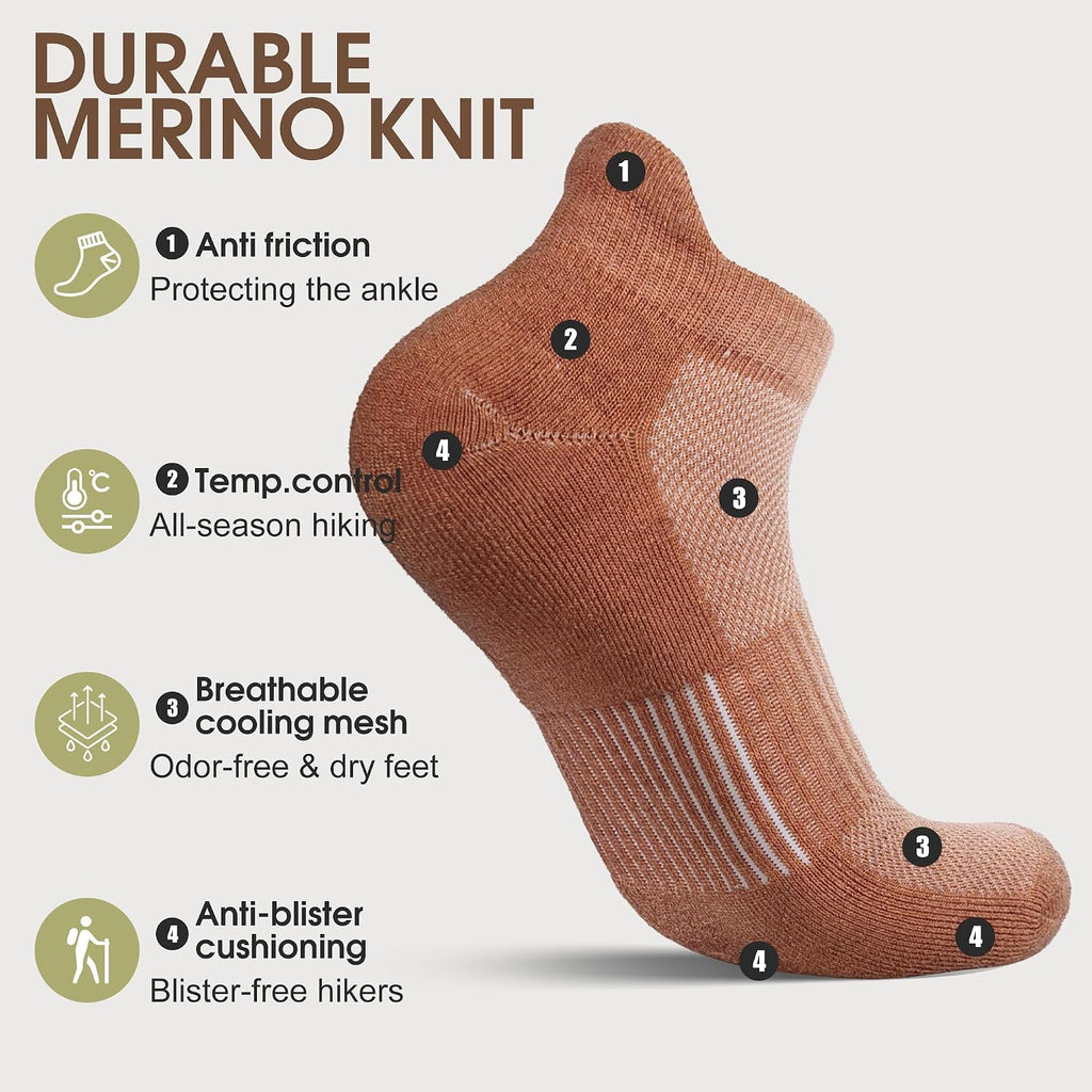 innotree Merino Wool Hiking Socks for Women, 5 Pairs