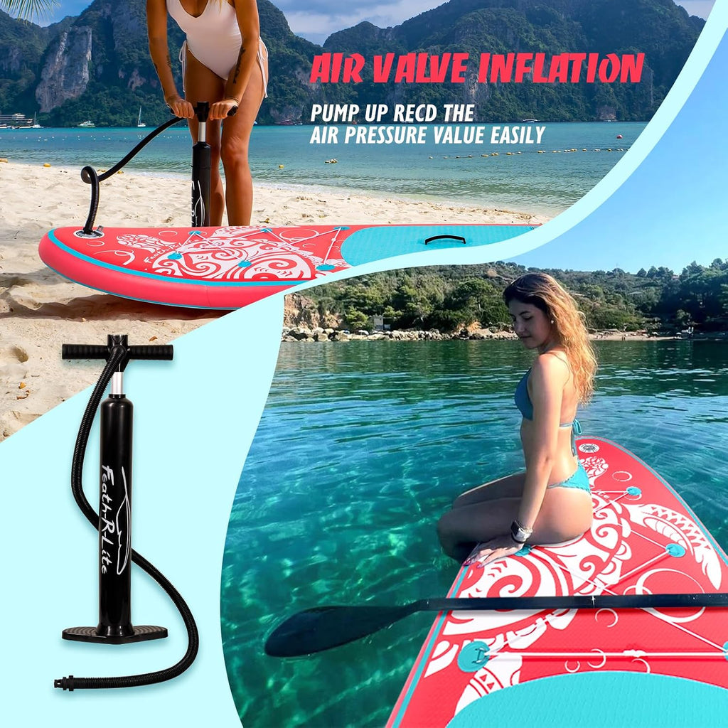 FEATH-R-LITE Inflatable Stand Up Paddle Board with Beginner SUP Accessories