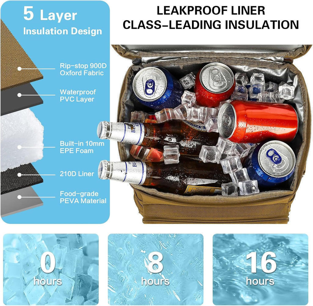 25L Tactical Cooler Backpack for Men, 40 Cans Double Deck Soft Cooler Bag
