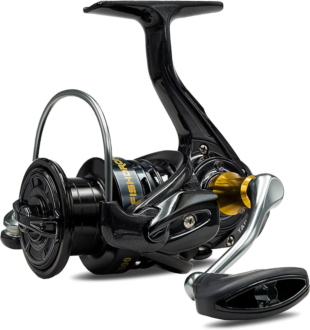 Fishdrops Fishing Reels Spinning Reel Left/Right Interchangeable Aluminium Handle, 7.5 oz Ultralight Spinning Reels, 5.5:1 Gear Ratio Deep/Shallow Aluminum Spool for Freshwater and Saltwater