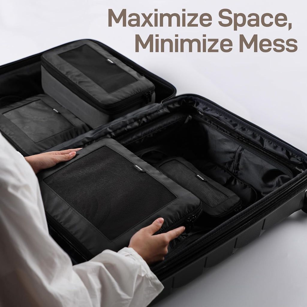EPICKA TripCozy Compression Packing Cubes, 4 Set, Dark Grey