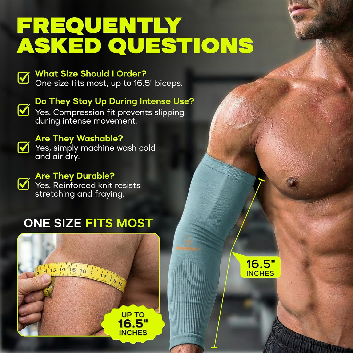ARMORAY Arm Sleeves for Men and Women - UV Sun Protection Cooling Compression - Tattoo Cover Up Sleeve for Daily Wear & Work