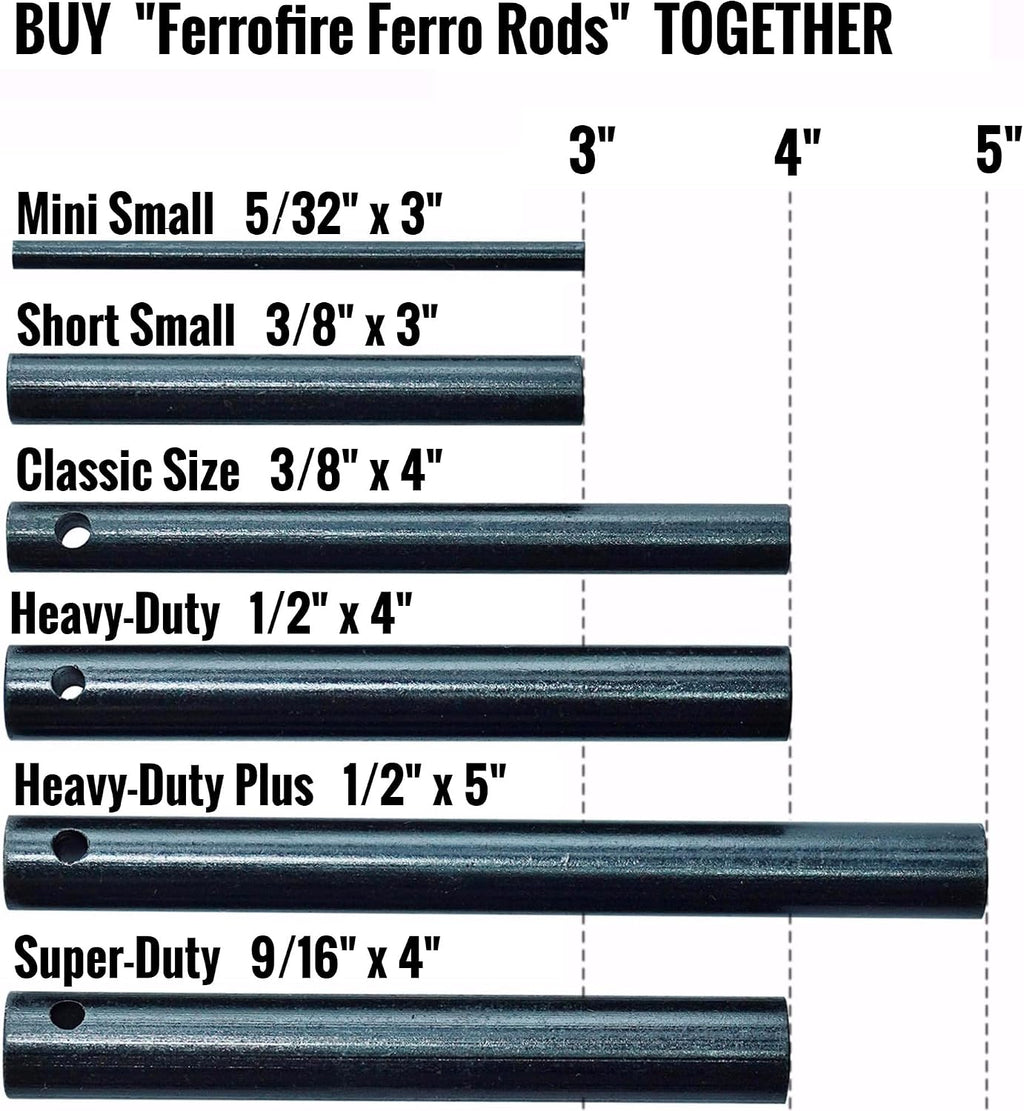 FS384 Classic Ferro Rod Fire Starter - 3/8 Inch Thick x 4 Inch Long Magnesium Ferrocerium Rod with Carbon Steel Striker & 550 Paracord Handle for Survival, Camping, Hiking, Emergency Kits