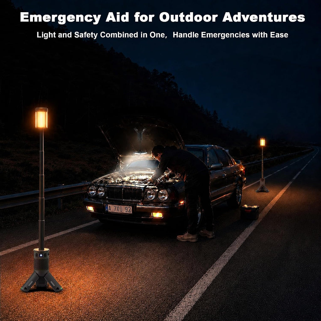 Camping Lights, Rechargeable Telescopic Camping Lights with Stand,12000mAh Camping Lanterns & Lights with RGB, Magnetic Base, Portable Flashlights for Camping, Hiking, Emergency