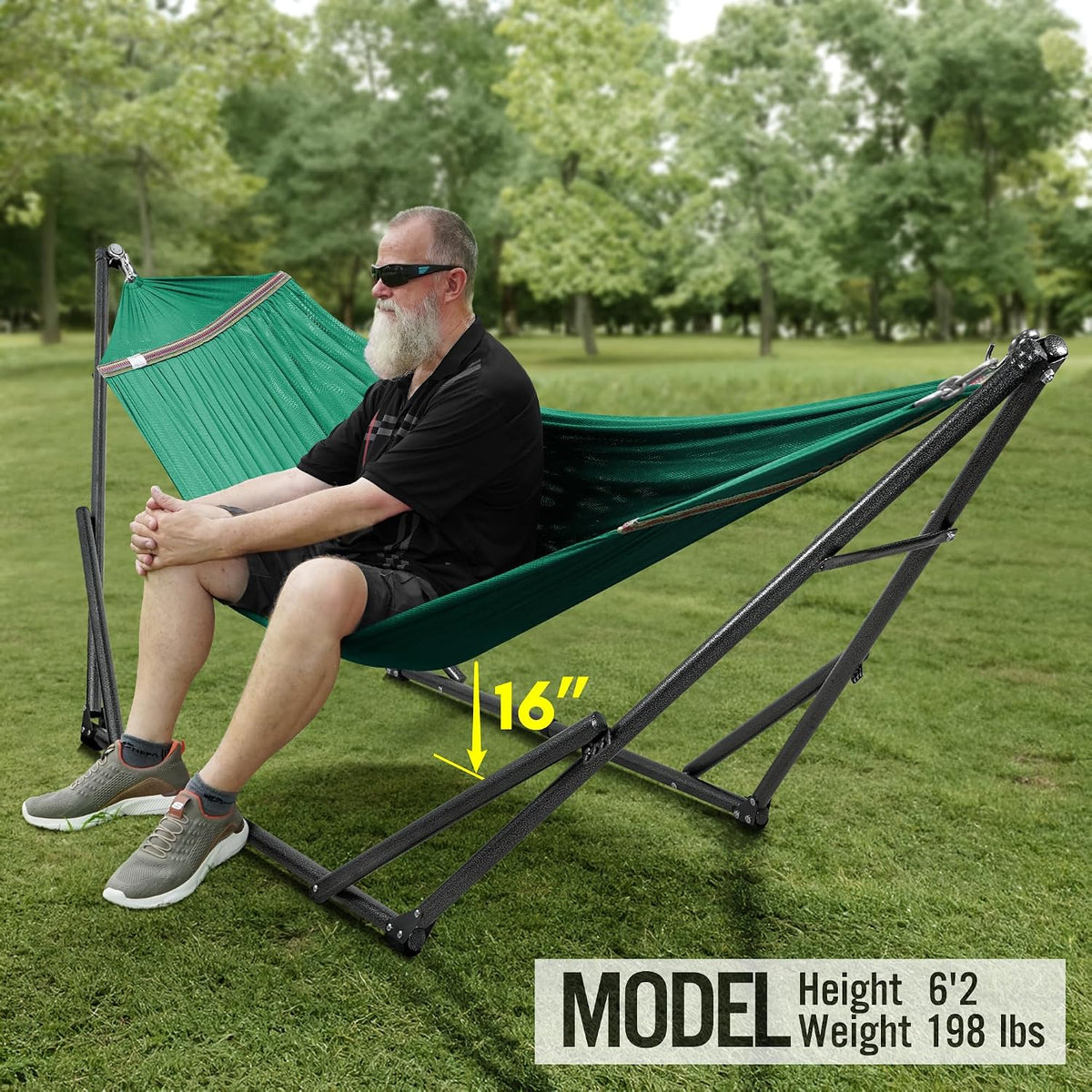 Tranquillo Double Hammock with Stand Included for 2 Persons, Peacock