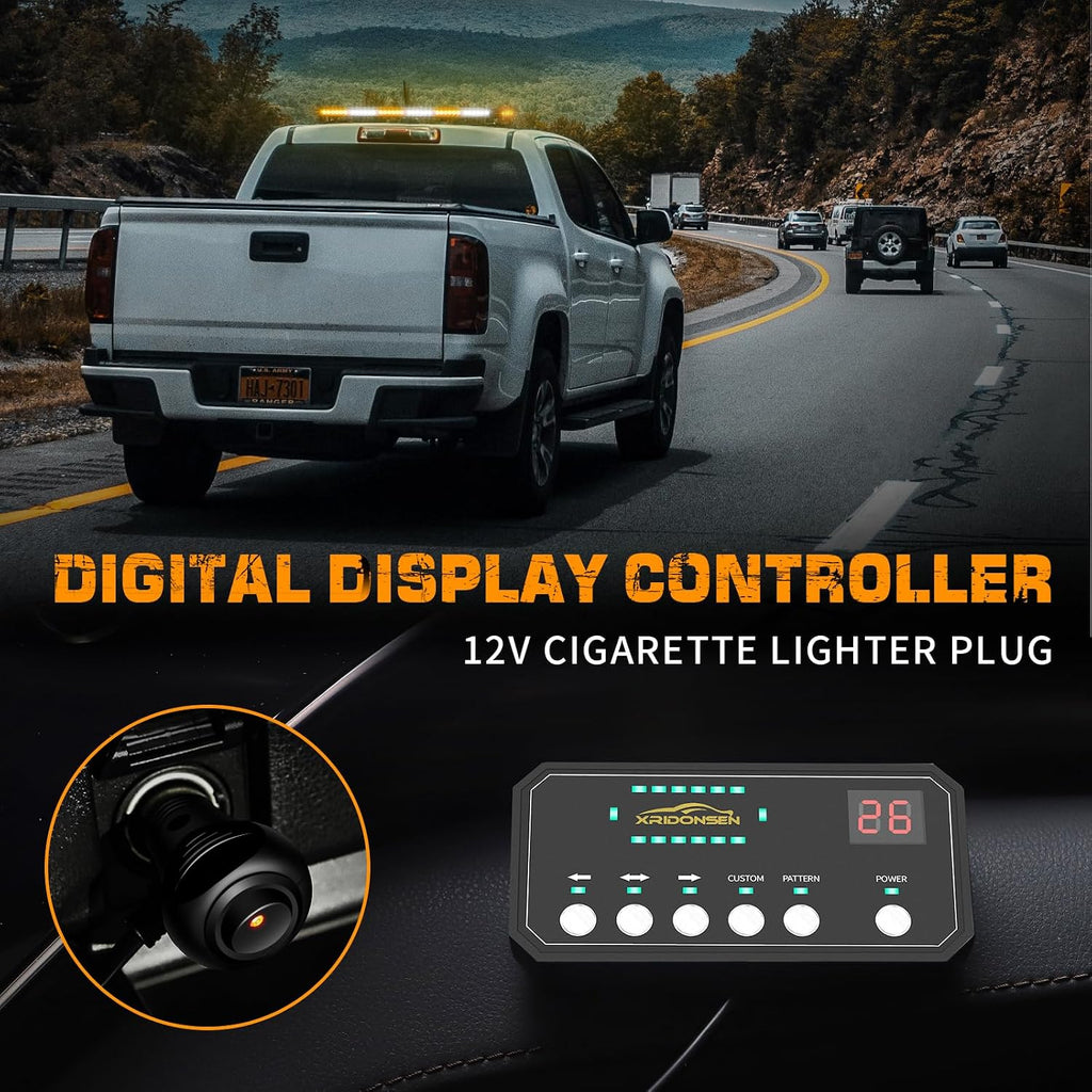 XRIDONSEN 28.4" 80 LED Roof Strobe Light Bar Amber White Warning Lights