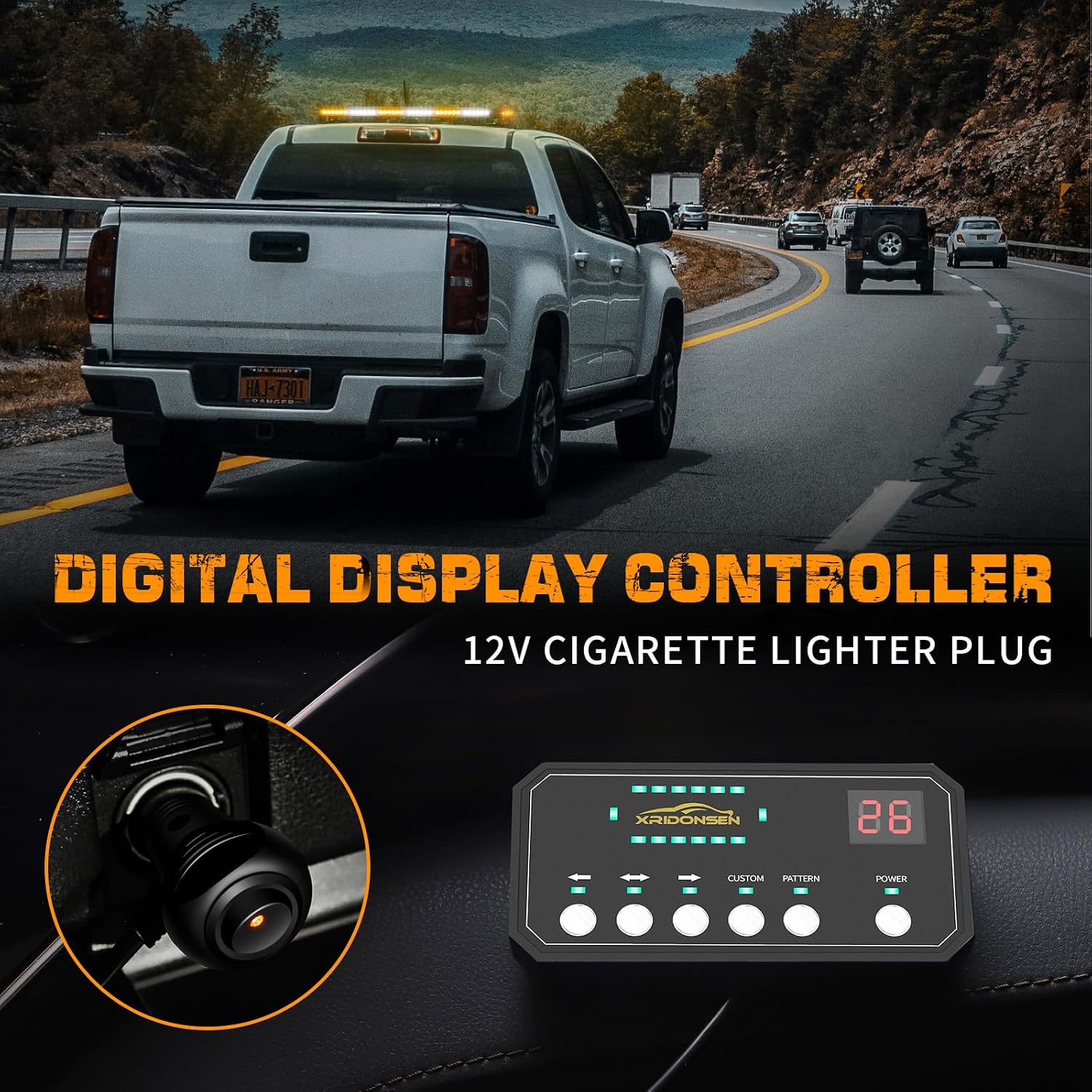XRIDONSEN 28.4" 80 LED Roof Strobe Light Bar Amber White Warning Lights