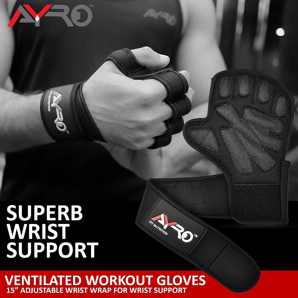 AYRO Workout Gloves for Men & Women, Gym Gloves, Weight Lifting Gloves