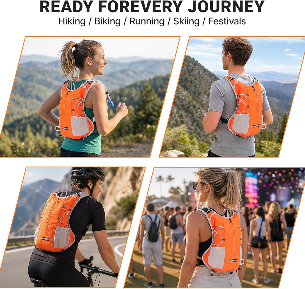 Hydration Backpack with 2L Bladder Water Pack for Hiking Cycling Running