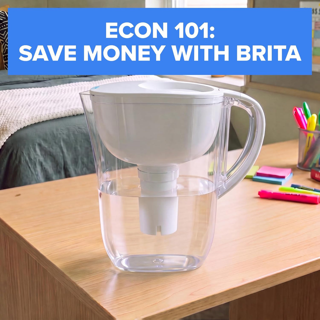 Brita Large 10-Cup Water Filter Pitcher with BritaPlus Filter, Stone Blue