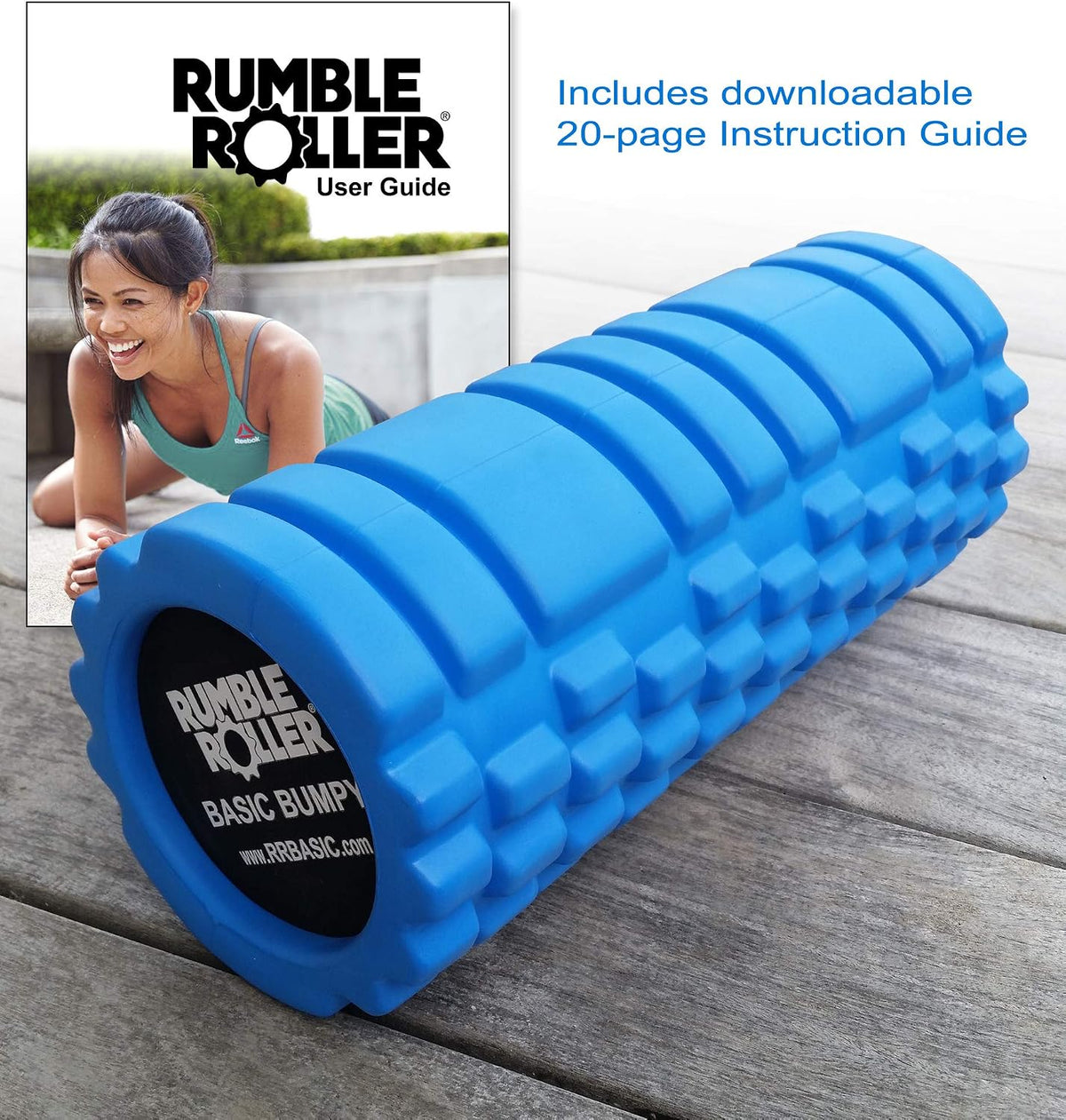 RumbleRoller Basic Bumpy Foam Roller, Solid Core EVA Foam Roller with Grid/Bump Texture for Deep Tissue Massage and Self-Myofascial Release