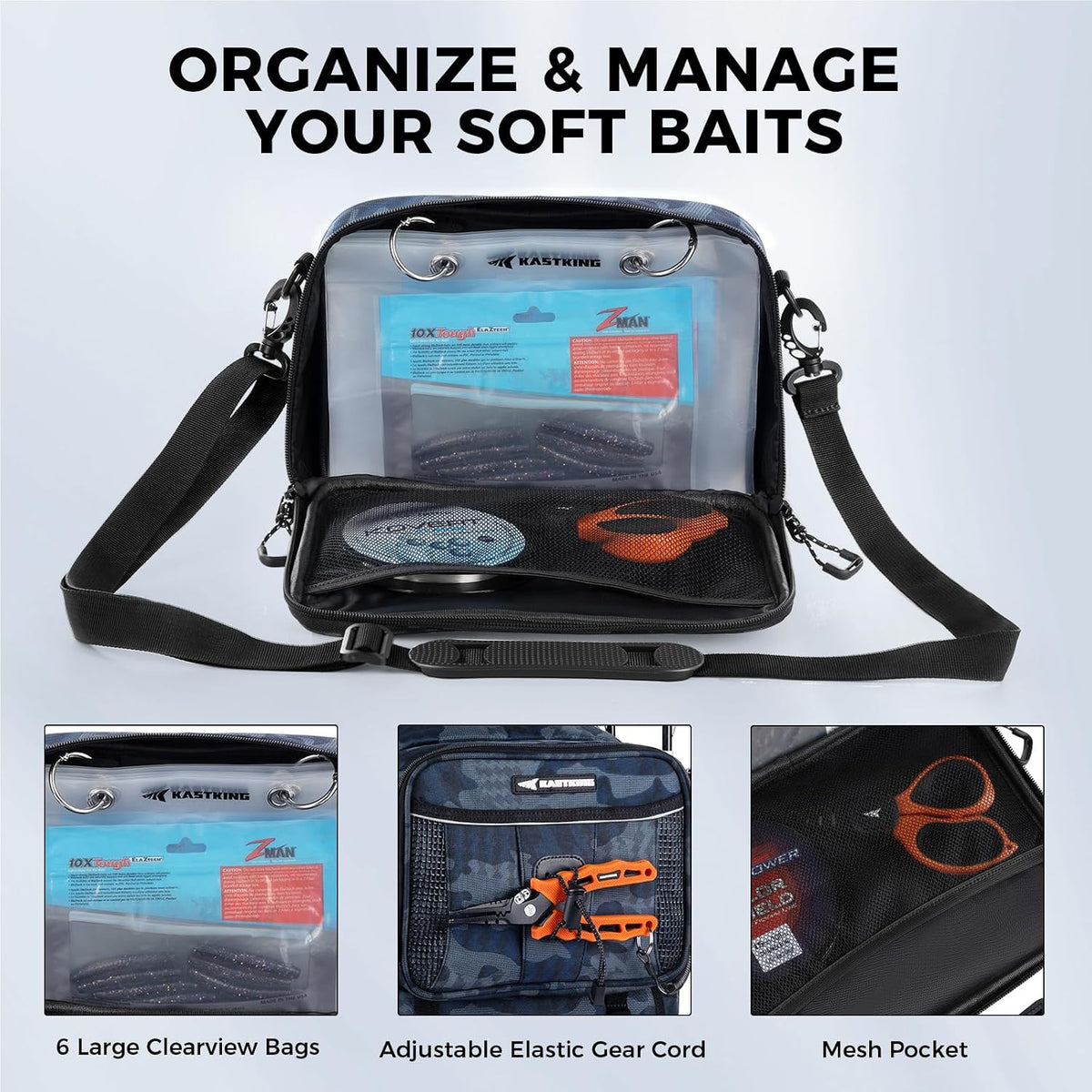 KastKing BaitSpace Detachable Tackle Bag, Soft Plastic Bait Storage