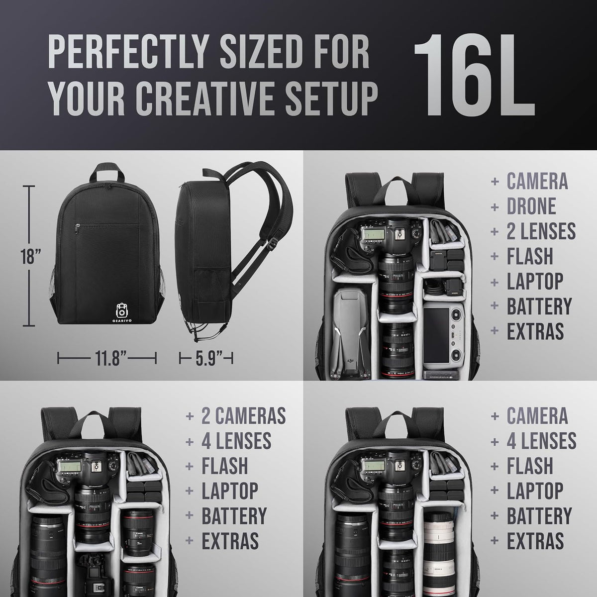 CAMERA BACKPACK (BLACK, 16l)