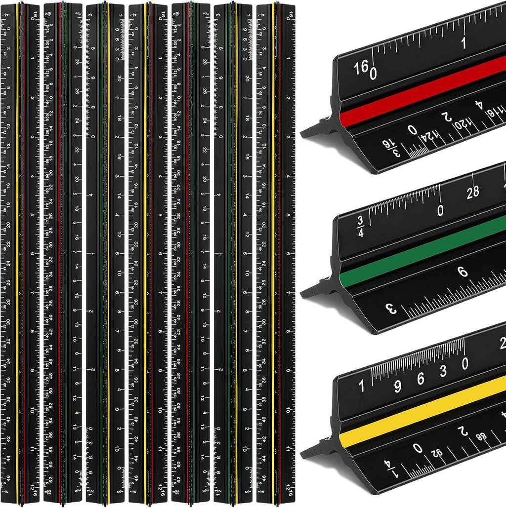 Macarrie 10 Pcs Architectural Scale Ruler 12" Engineers Scale Set, Blue