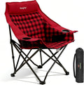 SUNNYFEEL Padded Oversized Camping Chairs for Adults, Heavy Duty Portable Folding Chair with Carry Bag, Side Pockets & Cup Holder, Supports 300 lbs, for Tailgating Hiking Picnic Backyard Red