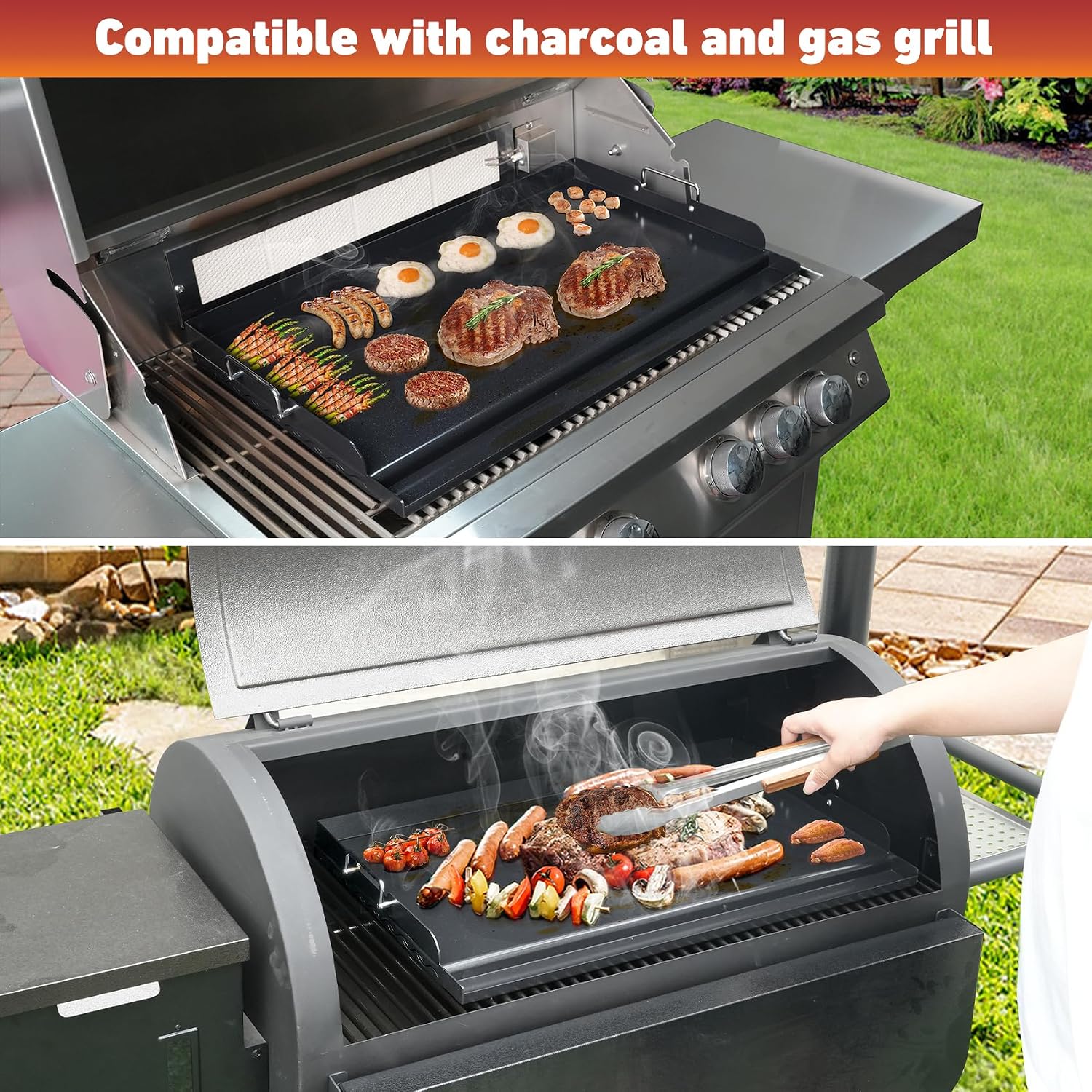 Skyflame Nonstick Griddle Top for Gas Grill, 25"x16"
